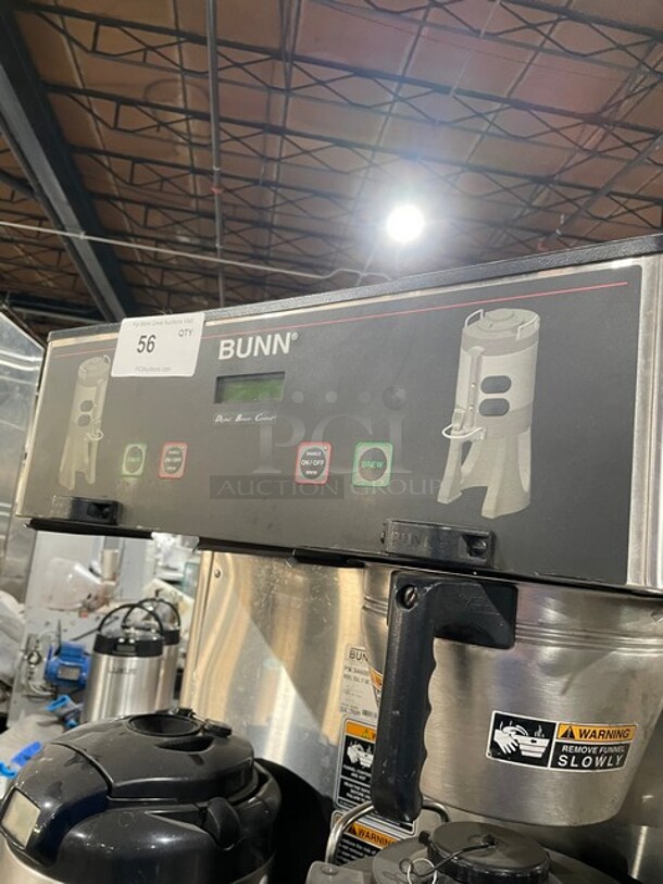 Bunn Commercial Stainless Steel Countertop ThermoFresh Dual Coffee Brewer! With Hot Water Dispenser! With 2 Stainless Steel ThermoFresh Servers With Base Attached! 120/208-240V 1 Phase! Model: Dual TF DBC, 120/240 SST SN: DUAL139609!   - Image 7 of 9