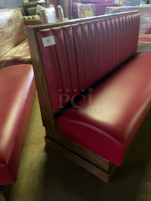 NEW! Single Sided Red Cushioned Booth Seat! With Wooden Outline! Perfect For Up Against The Wall! Can Be Connected To Any Of The Booths Listed! - Image 4 of 6
