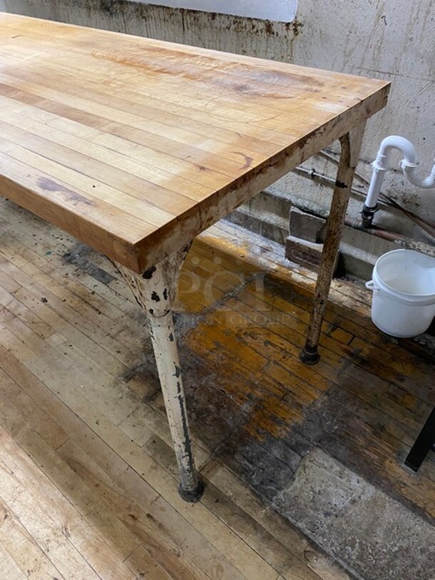 Butcher Block Prep-Table With Solid Metal Frame! - Image 3 of 7
