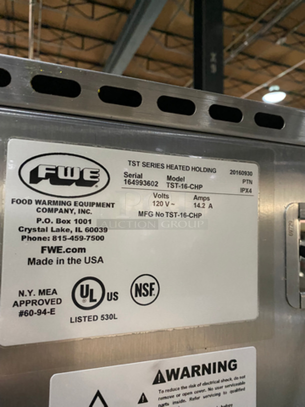 SWEET! 2016 FWE Electric Powered Food Warming Cabinet! With Split Door! All Stainless Steel! On Casters! Model: TST16CHP SN: 164993602 120V 1 Phase - Image 5 of 8