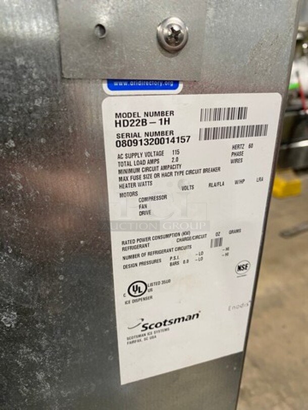 Scotsman Commercial Ice Maker Machine! With Commercial Ice Bin! All Stainless Steel! Legs! Model: C0322MA1A SN: 08091320012692 115V 60HZ 1 Phase - Image 8 of 10