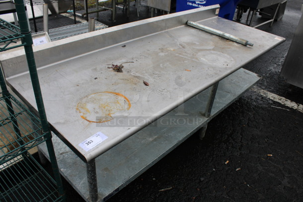 Stainless Steel Commercial Table w/ Backsplash and Metal Under Shelf. 84x30x30