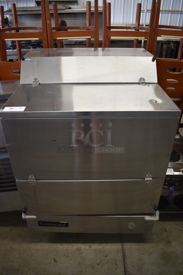 Continental Model MC3-SS-S Stainless Steel Commercial Milk Cooler on Commercial Casters. 115 Volts, 1 Phase. 34x33.5x47.5. Tested and Working!