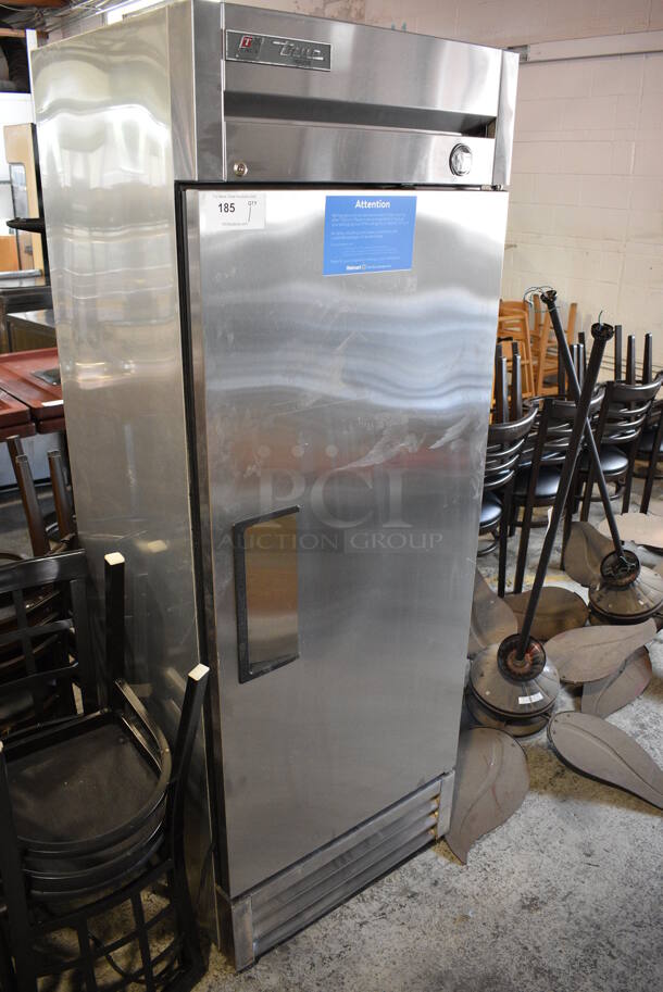 2016 True Model T-19F Stainless Steel Commercial Single Door Reach In Freezer. 115 Volts, 1 Phase. 27x25x75.5. Tested and Powers On But Does Not Get Cold