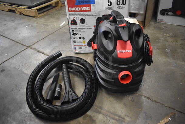 BRAND NEW IN BOX! Shop-Vac 5872911 5 Gallon 6.0 Peak HP Portable Polyethylene Wet / Dry Vacuum with Tool Kit. 16x17x17. Tested and Working!