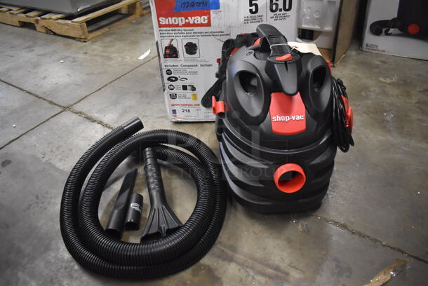 BRAND NEW IN BOX! Shop-Vac 5872911 5 Gallon 6.0 Peak HP Portable Polyethylene Wet / Dry Vacuum with Tool Kit. 16x17x17. Tested and Working! - Image 1 of 12