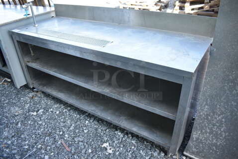 Stainless Steel Commercial Soda Station w/ Back Splash and 2 Under Shelves. 72x25x38