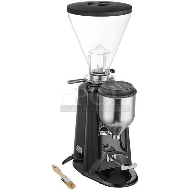BRAND NEW IN BOX! Estella Caffe 236ECEGOD Stainless Steel Commercial Countertop On Demand Espresso Bean Grinder. 120 Volts, 1 Phase. 9x11x24. Tested and Working!