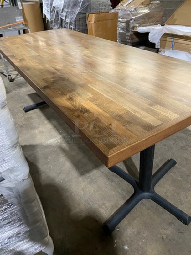 Brand New! Red Oak Full Solid Wood 34  By 84 1.5" Thick BUTCHER BLOCK Style Dining Table! Golden Maple Finish! On Metal Legs!  - Image 3 of 10
