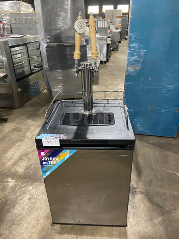 Kegco Commercial Refrigerated Dual Tap Kegerator! With Tower! With Single Door Storage Space Underneath! Model: MDK209SS01 115V 60HZ 1 Phase