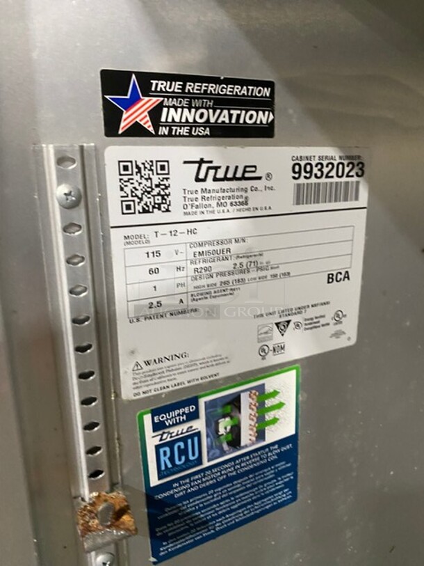 True Single Door Commercial Refrigerator! All Stainless Steel! Model T12HC Serial 9932023! 115V 1Phase! - Image 6 of 8