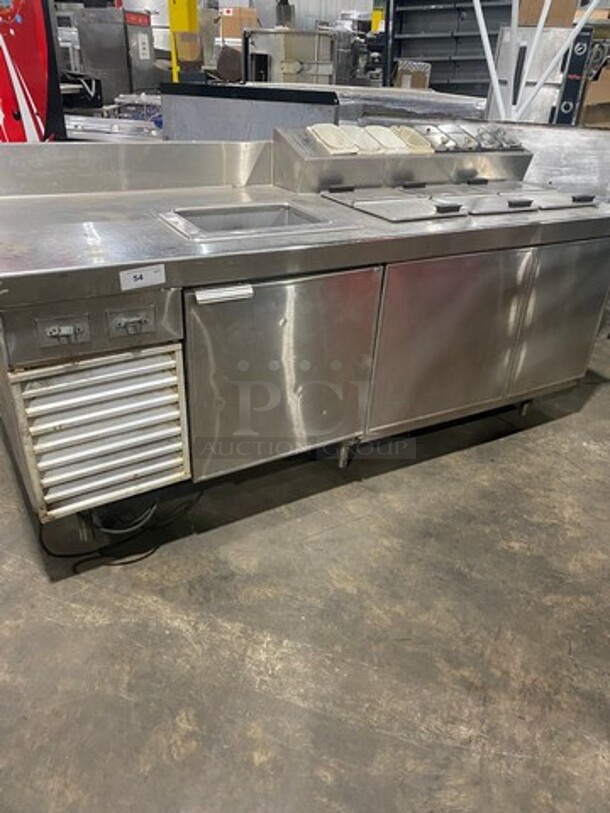 Commercial Refrigerated Prep Table! With Topping Rail! With Storage Space Underneath! All Stainless Steel! On Legs! - Image 1 of 11