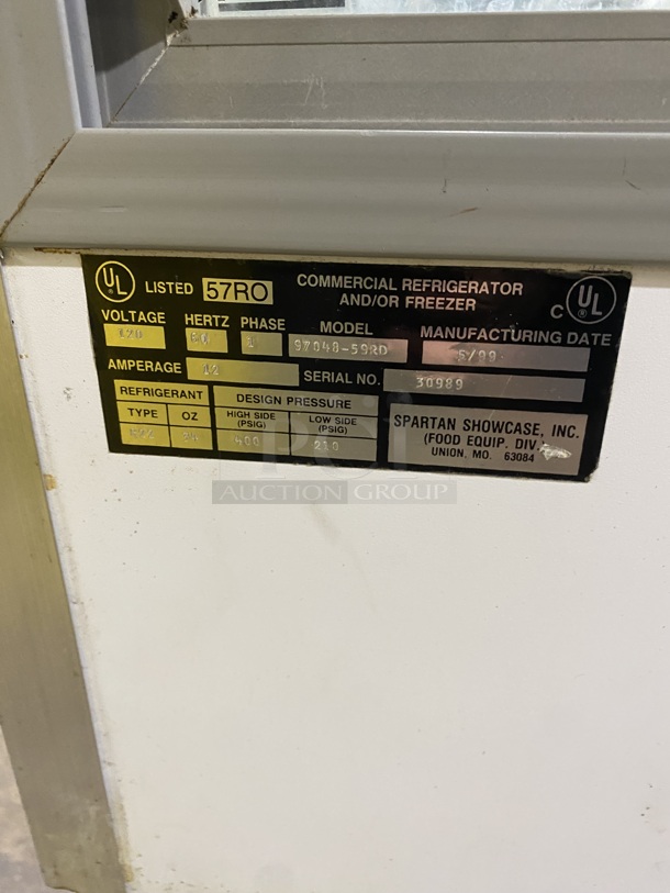 Spartan Model:97048-48R SN:30989! Commercial  Refrigerated Bakery Display Case Merchandiser! 120 Volts, 60 Hz, 1 Phase. 48x35x48! - Image 6 of 7
