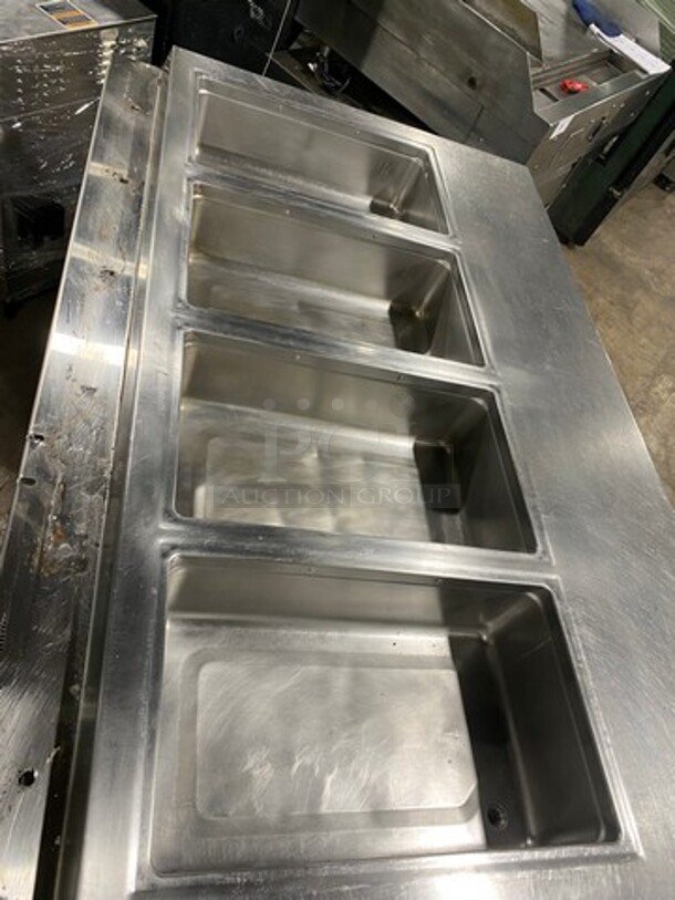 WOW! UNIQUE FIND! Delfield Manitowoc Commercial Custom-Made Half Cold Pan Half Steam Table Food Serving Station! Cold Pan Has 2 Door Refrigerated Storage Space Underneath! Steam Table Has Shelf Storage Space Underneath! All Stainless Steel! - Image 7 of 12