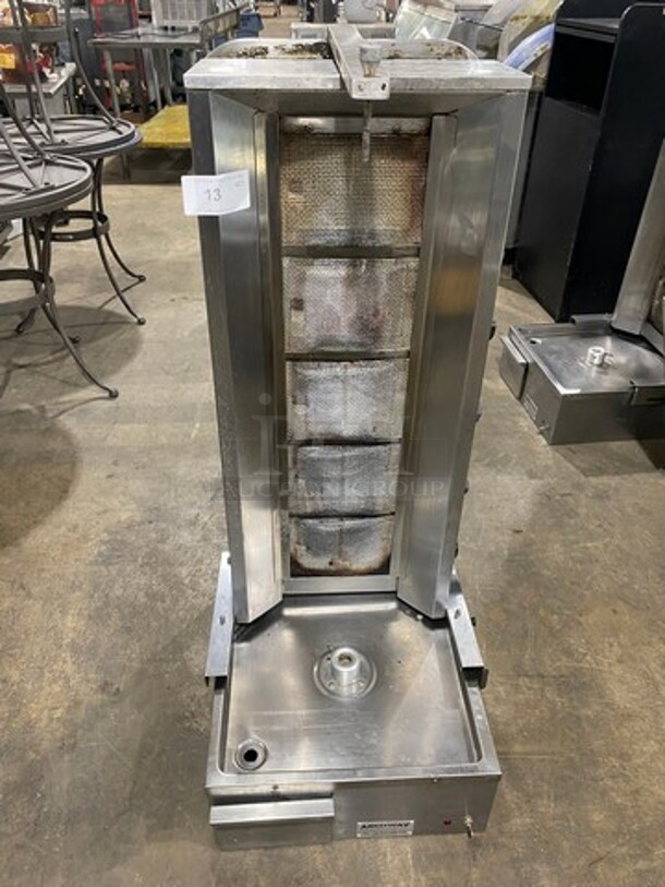 Archway Commercial Countertop Natural Gas Powered Vertical Broiler Gyro Machine! All Stainless Steel! WORKING WHEN REMOVED! Model: 5BSTDNG SN: 1810020558001