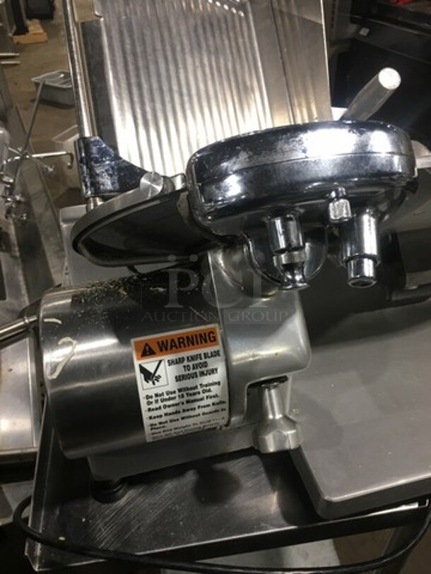 LATE MODEL! 2018 Globe Commercial Countertop Deli/ Meat Slicer! All Stainless Steel! WORKING WHEN REMOVED! Model: GC512 SN: 345504 115V - Image 6 of 9