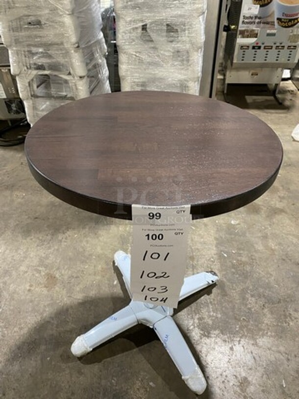Brand New! Red Oak 24 Inch Round 1.5" Thick BUTCHER BLOCK Style Dining Table! Walnut Finish! With Polished Base!  - Image 1 of 10