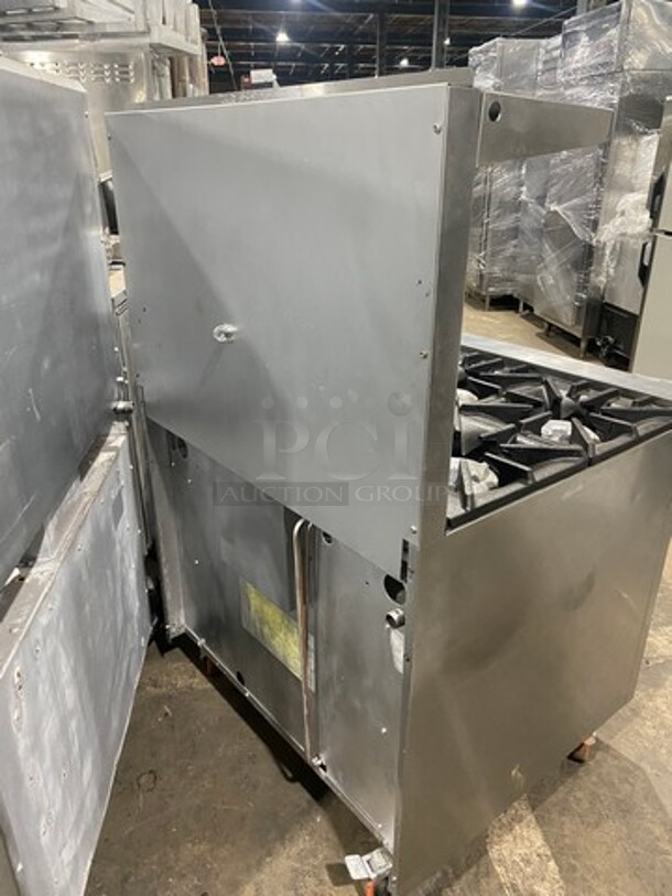 Sunfire Commercial Natural Gas Powered 6 Burner Stove! With Raised Back Splash And Salamander Shelf! With Oven Underneath! All Stainless Steel! On Casters! - Image 4 of 9