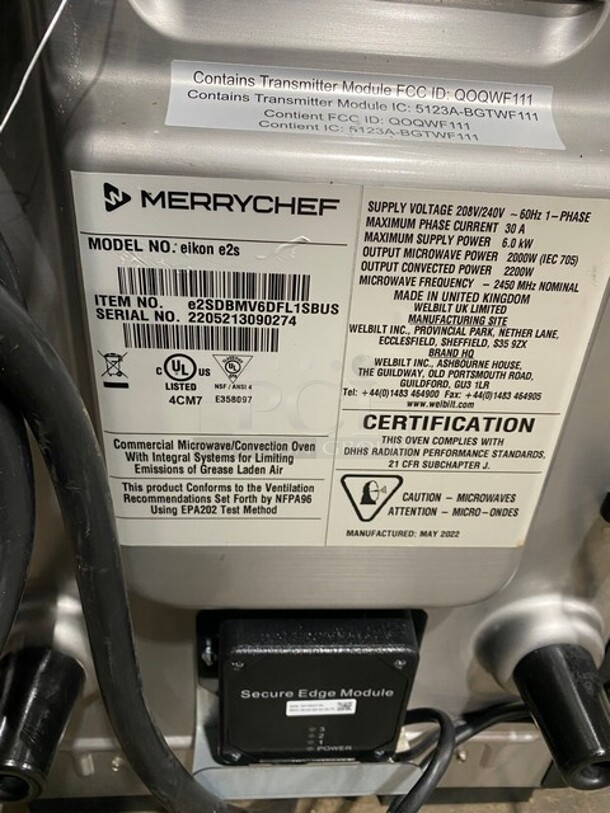 NICE! LATE MODEL! Merrychef Commercial Countertop Rapid Cook Turbo Oven! Model: EIKONE2S SN: 2205213090274 208/240V 1PH - Image 7 of 8