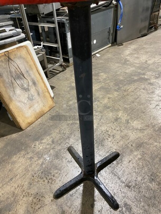 Red Top Round Dining Table! With Black Metal Pedestal Base! 2x Your Bid! - Image 2 of 4