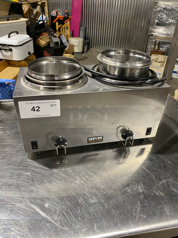 Server Commercial Countertop 2 Well Soup/Sauce Warmer! All Stainless Steel! Model: TWINFS 