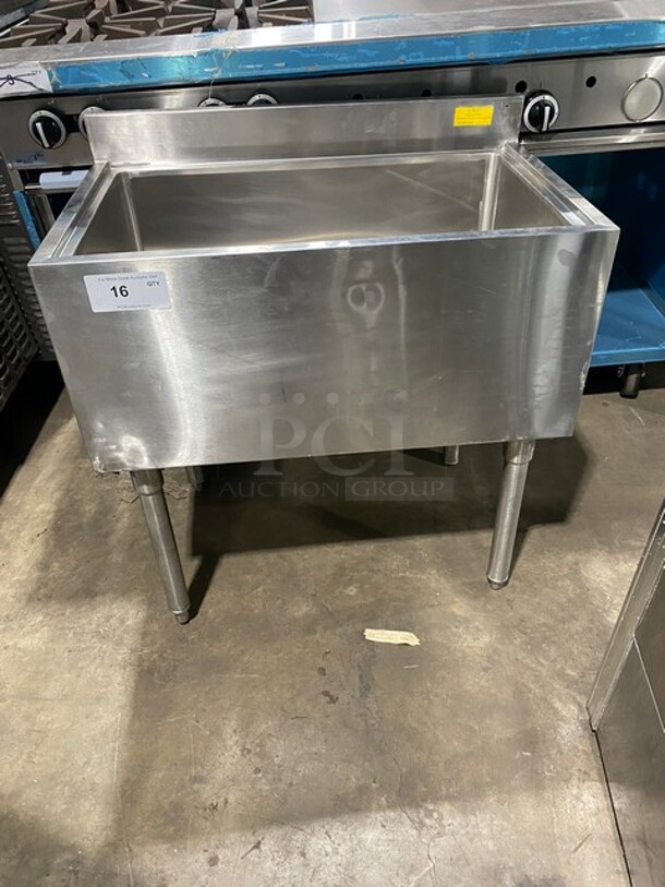 Commercial Undercounter Ice Bin! With Back Splash! Solid Stainless Steel! On Legs!