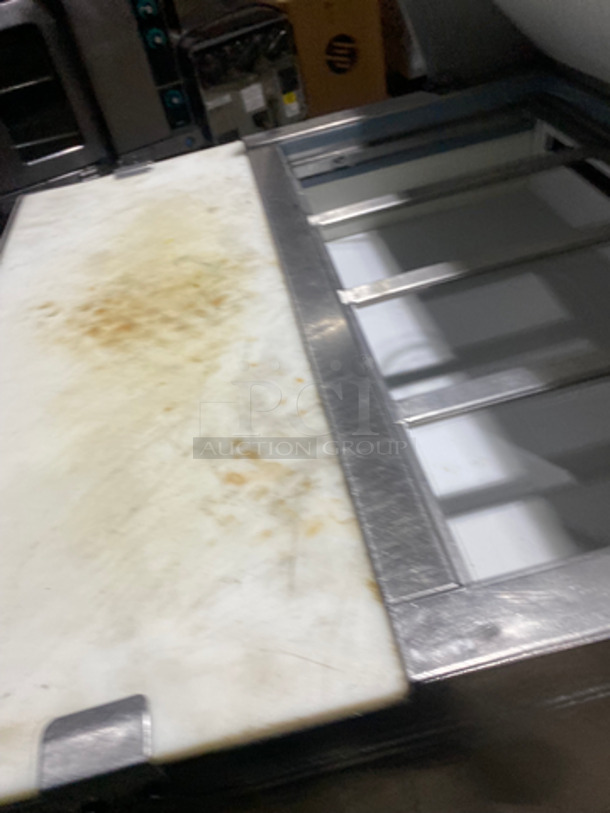 Maxx Cold Commercial Refrigerated Sandwich Prep Table! With Commercial Cutting Board! Single Door Storage Space Underneath! All Stainless Steel! On Casters! - Image 8 of 9