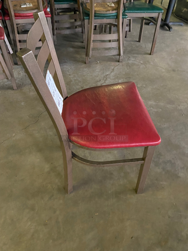 Red Cushioned Chairs! With Brown Metal Body! 4x Your Bid! - Image 4 of 7
