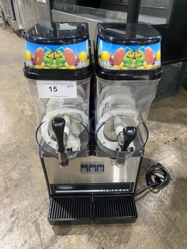 NICE! Omega Commercial Countertop 2 Flavor Slushie/ Frozen Beverage Dispenser! Model: OFS20 SN: 2FS17B100008 120V 60HZ 1 Phase - Image 1 of 10