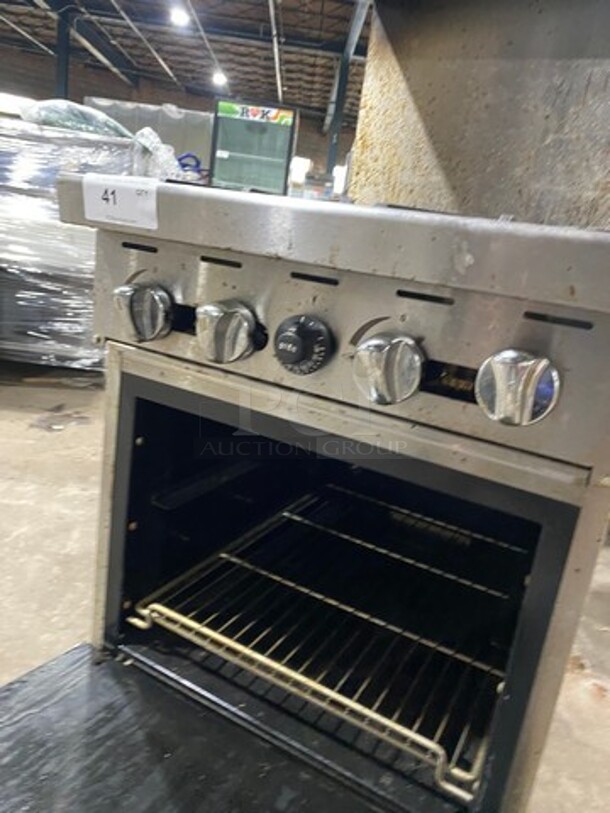 Cook Rite Commercial Natural Gas Powered 4 Burner Stove! With Raised Back Splash And Salamander Shelf! With Oven Underneath! All Stainless Steel! On Casters! - Image 8 of 9