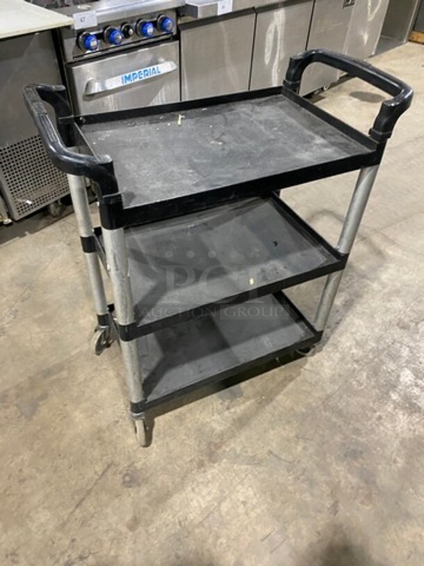 Qualite Commercial Poly 3 Tier Utility Cart! With Dual Side Push Handles! On Casters! - Image 3 of 6