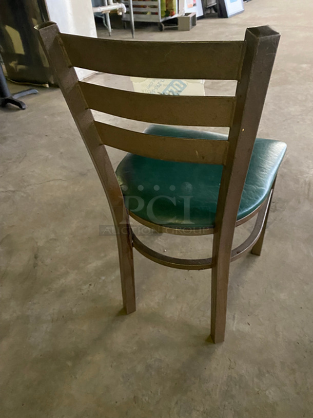 Green Cushioned Chairs! With Brown Metal Body! 5x Your Bid! - Image 4 of 7