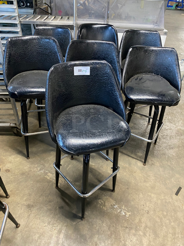 Black Cushioned Bar Height Chairs! With Cushioned Back Support! With Footrest! 7x Your Bid!