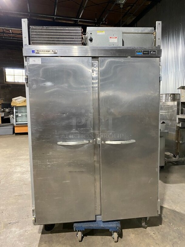 Beverage Air Stainless Steel Commercial 2 Door Reach In Freezer! On Casters! 115V 1 Phase! Model: EF48-1AS!  - Image 1 of 8
