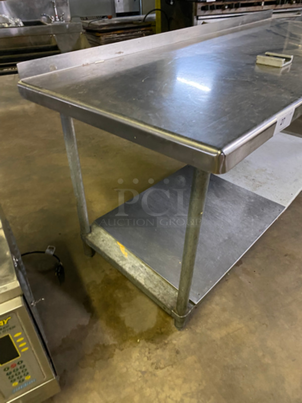 NICE! Solid Stainless Steel Worktop/ Prep Table! With Backsplash! With Storage Space Underneath! On Legs! - Image 4 of 8