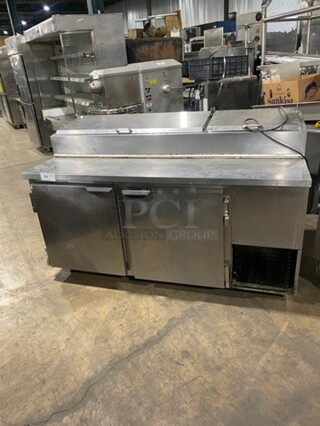 Beverage Air Commercial Refrigerated Pizza Prep Table! With 2 Door Storage Space! All Stainless Steel! Model: DP67 SN: 11803910 115V 60HZ 1 Phase