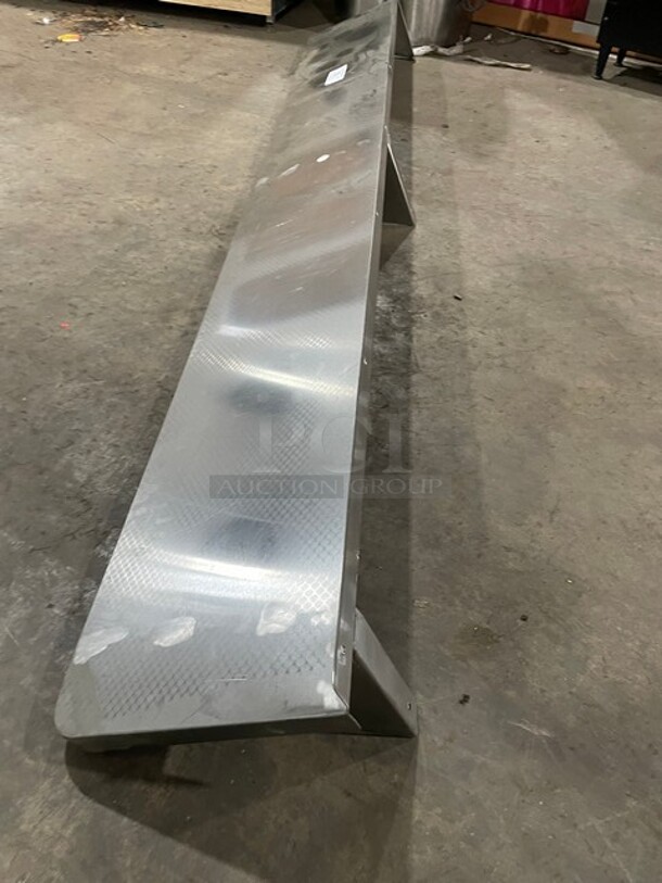 All Stainless Steel! Wall Mounted Commercial Shelf With Backsplash! - Image 2 of 4