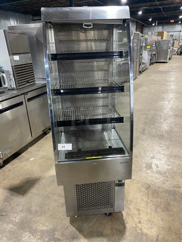 GORGEOUS! MARCHIA Stainless 
Steel Open Air Cooler Grab N Go Display Refrigerator! Model MDS250 110V-120V On Casters! - Image 1 of 8