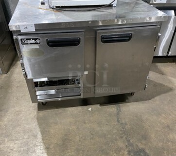 Leader Commercial Refrigerated 2 Door Lowboy! With Poly Coated Rack! All Stainless Steel! On Casters! Model: LB48SC SN: PW11M1802B 115V 60HZ 1 Phase