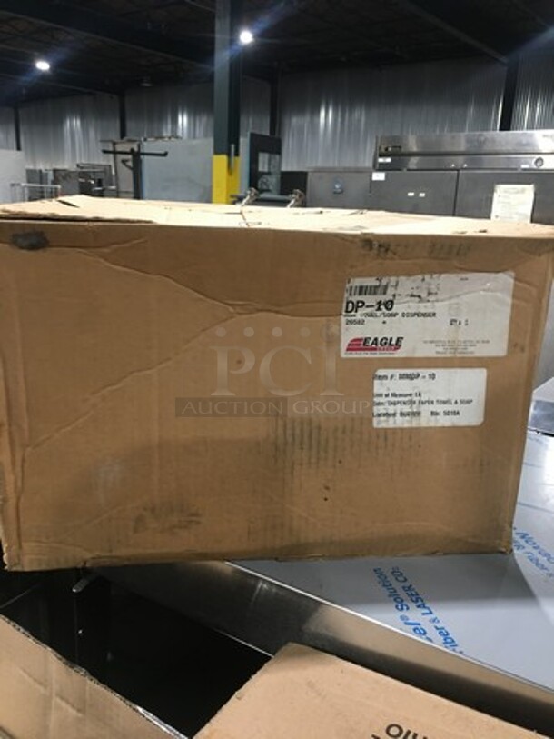 NICE! NEW! IN THE BOX! Eagle Wall Mount Metal Paper Towel Dispenser! With Plastic Liquid Soap Dispenser! Model: DP10 - Image 2 of 9