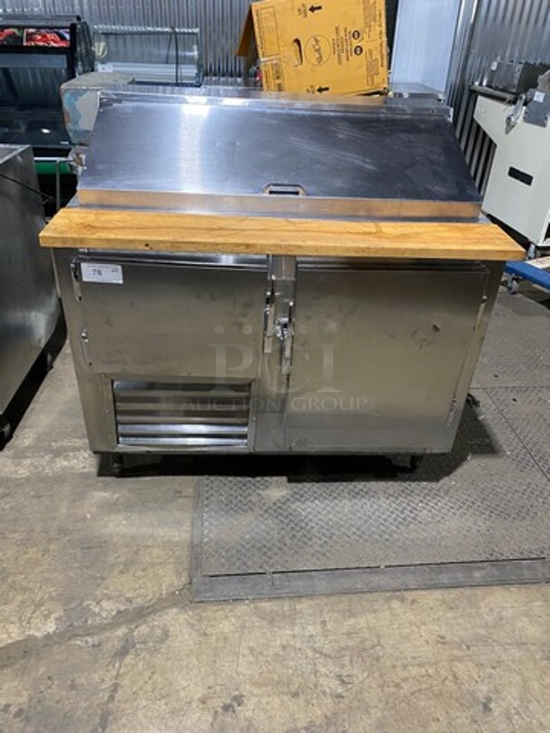 Commercial Refrigerated Sandwich Prep Table! With Chop Block Cutting Board! With 2 Door Storage Space! All Stainless Steel! On Legs! - Image 1 of 8