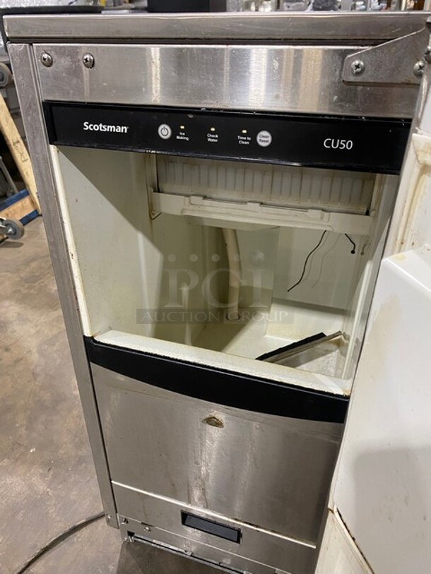 Scotsman Commercial Air Cooled Undercounter Gourmet Cube Ice Machine! With Single Door Built-in Ice Bin! All Stainless Steel! 115V 1 Phase! Model: CU50GA-1A SN: 12111320012451!  - Image 5 of 9