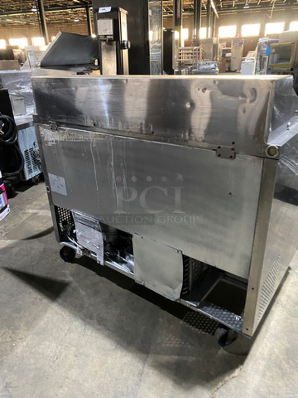 COOL! Turbo Air Commercial Refrigerated Sandwich Prep Table! With 2 Door Storage Space Underneath! With Poly Coated Racks! All Stainless Steel! On Casters! Model: MST48 115V 60HZ - Image 4 of 10
