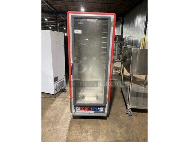 NICE! Metro C5 Stainless Steel Commercial Single Door Reach In Holding/Warming Cabinet Merchandiser on Commercial Casters! - Image 1 of 10