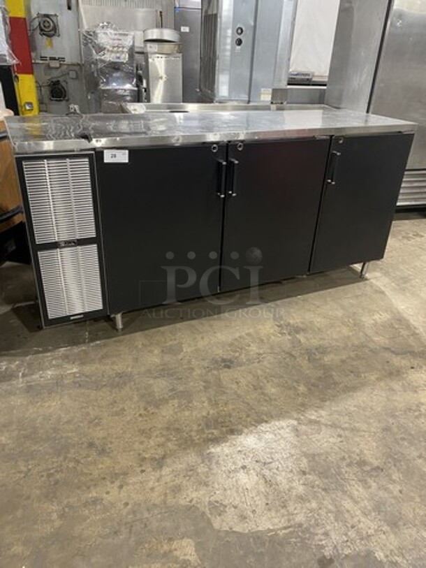 Perlick 84 Inch Refrigerated Bar Back Cooler! With 3 Solid Doors! Model BS3DS Serial 511451! 115V 1 Phase! On Legs! 