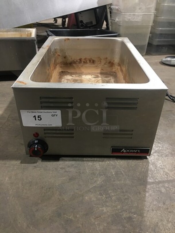 LATE MODEL! 2021 Adcraft Commercial Countertop Single Well Food Warmer! All Stainless Steel! WORKING WHEN REMOVED! Model: FW1200W 120V