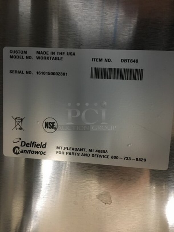 GREAT! NEW! Delfield Commercial Worktable! Stainless Steel! On Small Casters! With Built In Tray Rack Underneath!  Model: WORKTABLE SN: 1610150002301 - Image 9 of 10