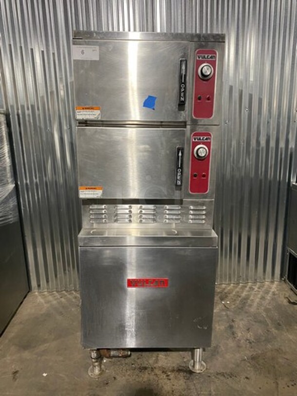 Vulcan Commercial Natural Gas Powered Dual Cabinet Steamer! All Stainless Steel! MODEL VSX24G  SN:271143126 120V 1PH