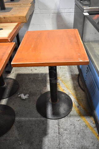 5 Wood Pattern Dining Height Table on Black Metal Table Base. 5 Times Your Bid!