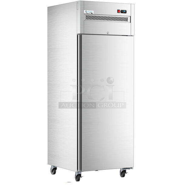 BRAND NEW SCRATCH AND DENT! 2023 Avantco 178Z1FHC Stainless Steel Commercial Single Door Reach In Freezer w/ Poly Coated Racks on Commercial Casters. 115 Volts, 1 Phase. Tested and Working!